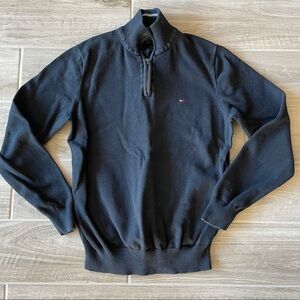 🔥 Tommy Hilfiger Dark Blue 1/4 Zip Long Sleeve Sweater Cotton M